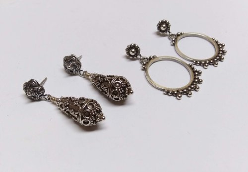 Judy Larson's Bali Style Earrings - , Contemporary Wire Jewelry, Stamping, Stamps, Butane Torch, Soldering, Solder, Drilling, Drill, follow the same steps to make them into post earrings